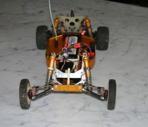 This is an original RC10 I bought from a friend.  Note the front a arms are reversed.