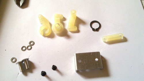 The Pro Radiant sterring components. I left off the spring clip as it was too small.